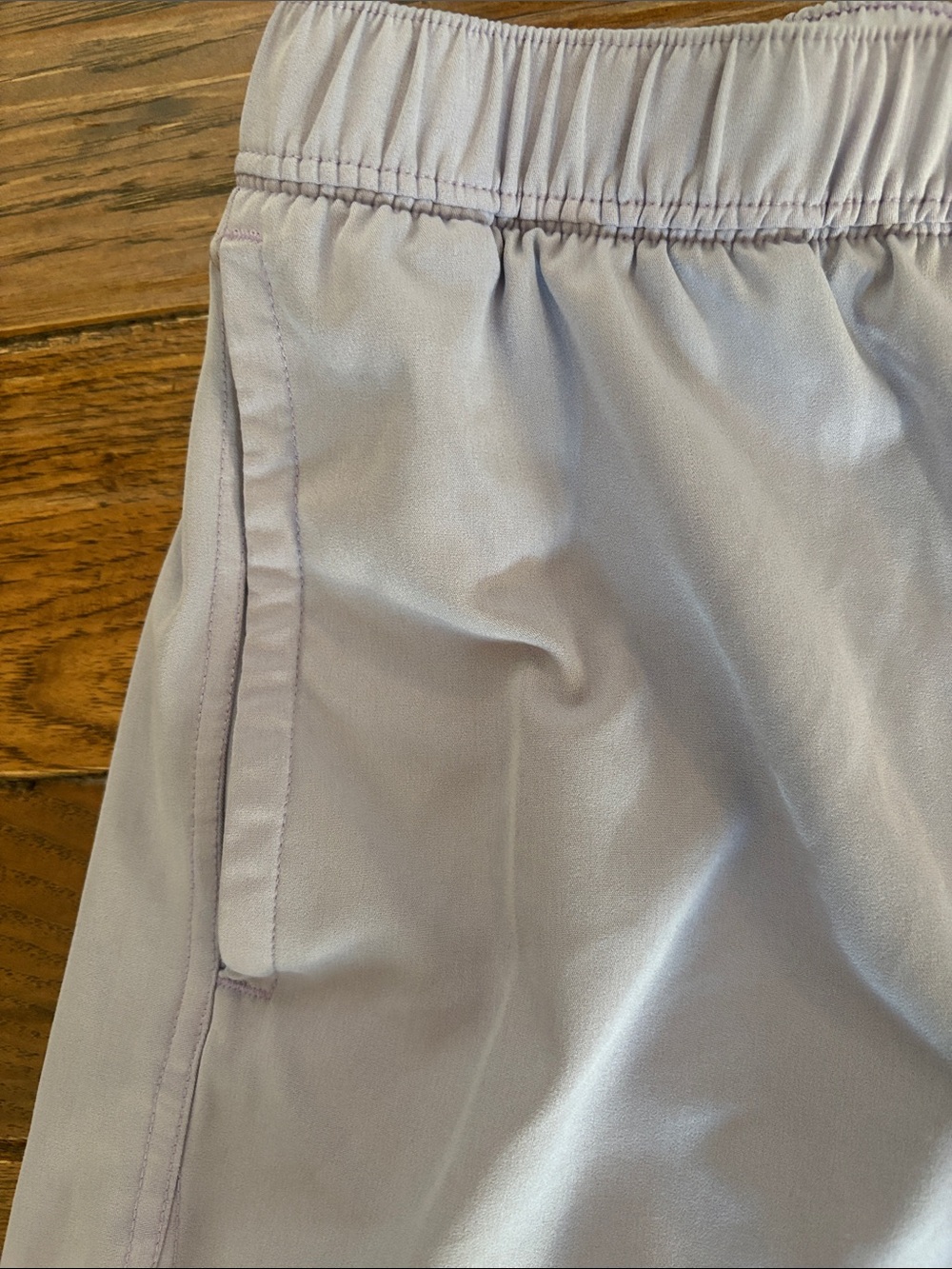 Huk Women's Lavender Athletic Shorts with Blue Drawstring - Picture 4 of 5